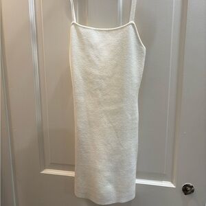 White Knit Slip Dress with Spaghetti Straps